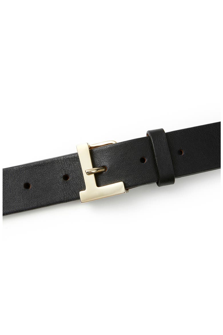 L-Beam Leather Belt, Alternate, color, BLACK