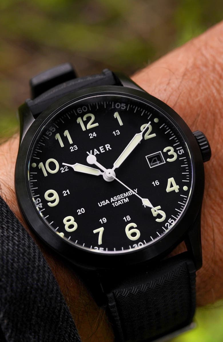 VAER C5 Tactical Field Solar Watch, 40mm, Alternate, color, Black