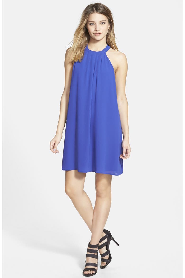 ASTR High Neck Trapeze Dress, Main, color, BLUE