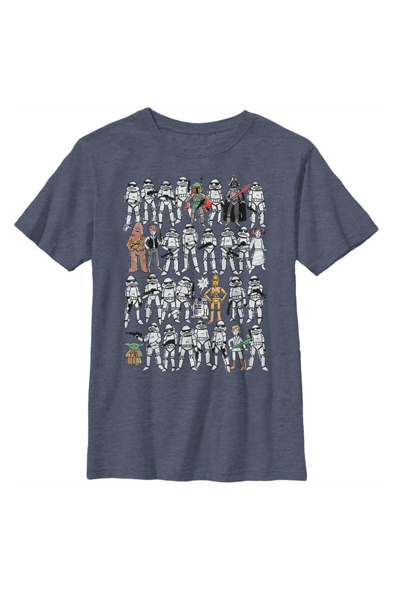 Boy's Star Wars Cute Sketches  Graphic T-Shirt, Main, color, Navy Blue Heather