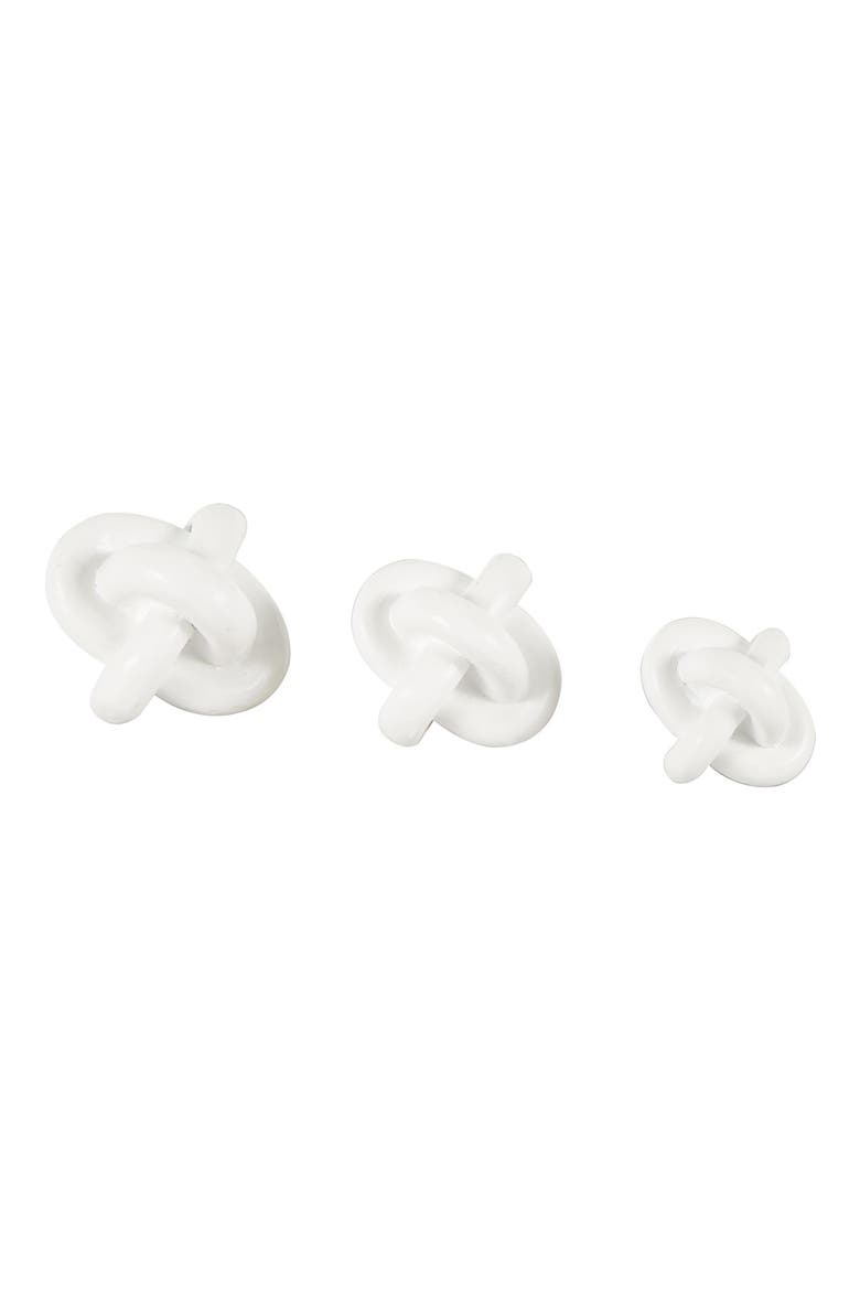 Set of 3 Modern Knot Sculptures, Main, color, WHITE