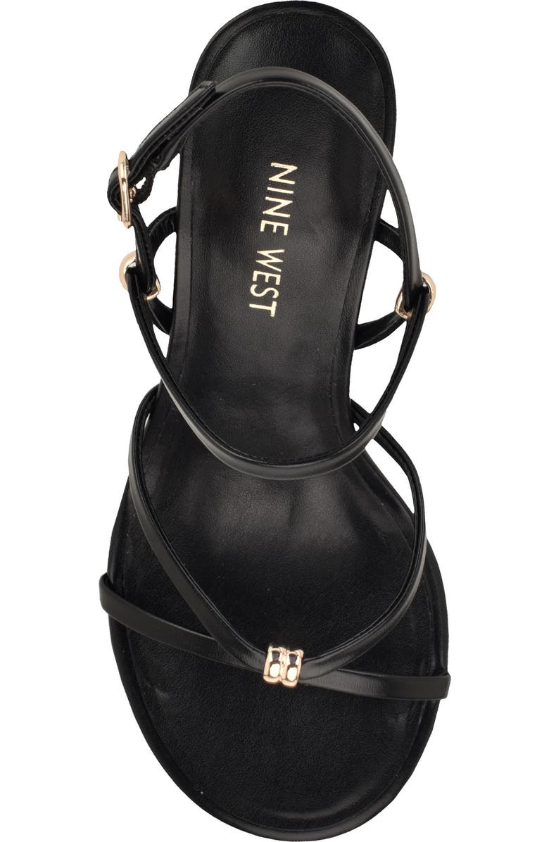 Nine West <p>Deklyn Faux Leather Wedge Sandal (Women)</p>, Alternate, color, Black