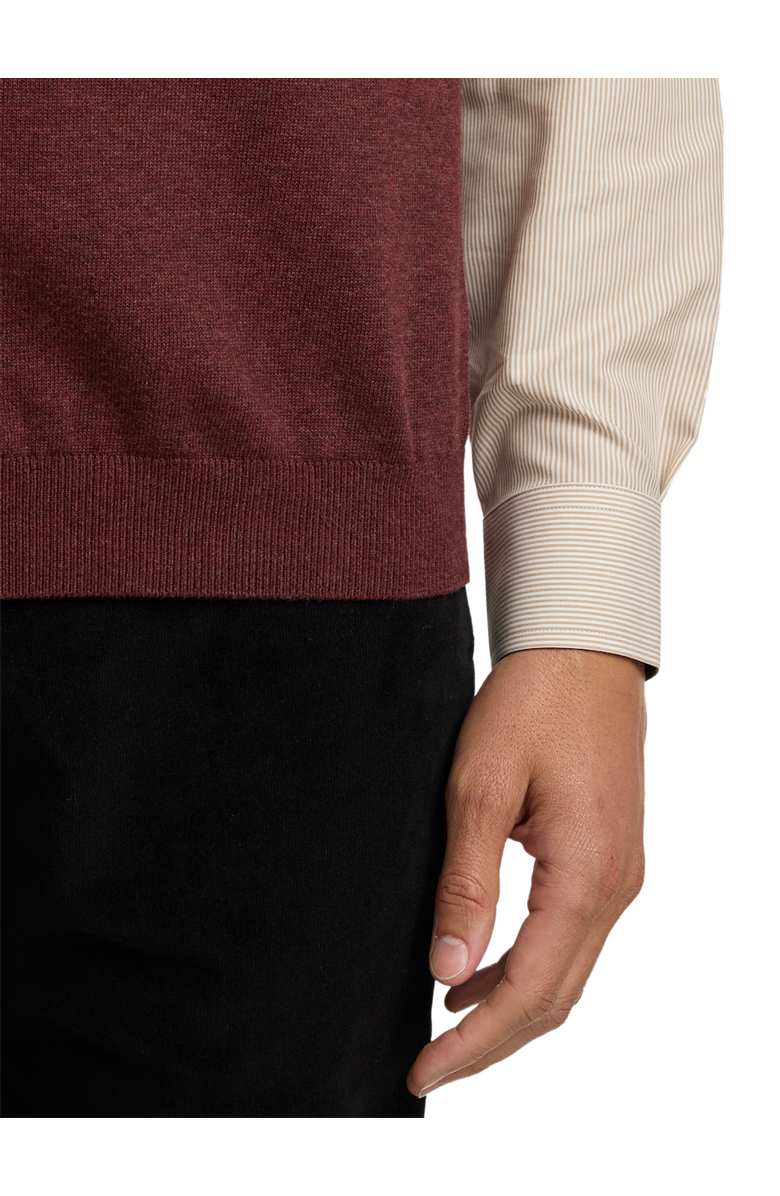 Paul Fredrick Cotton Full Zip Mock Neck Vest, Alternate, color, Burgundy