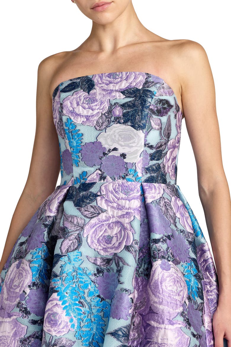 Organza Strapless Ballgown With Pockets, Alternate, color, Blue Multi