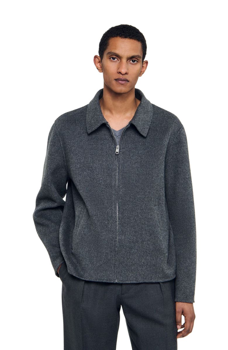 SANDRO Double-faced wool jacket, Alternate, color, Dark Grey