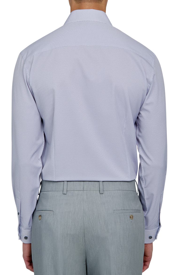 Slim Fit Broken Stripe Print Recycled Performance Stretch Dress Shirt, Alternate, color, WHITE/ GREY
