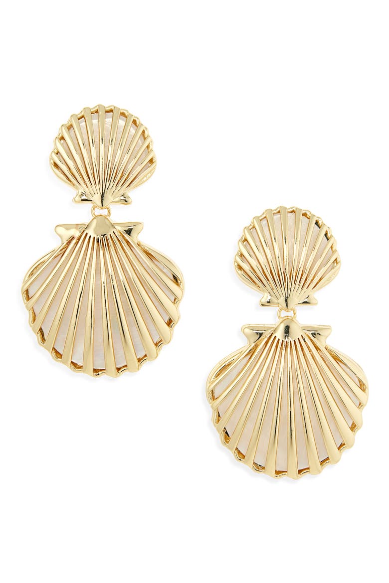 Marni Seashell Drop Earrings, Main, color, PEARL/GOLD