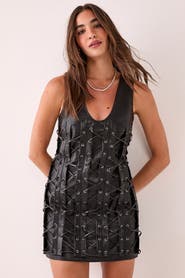 NASTY GAL Eyelet Lace Up Faux Leather Mini Dress