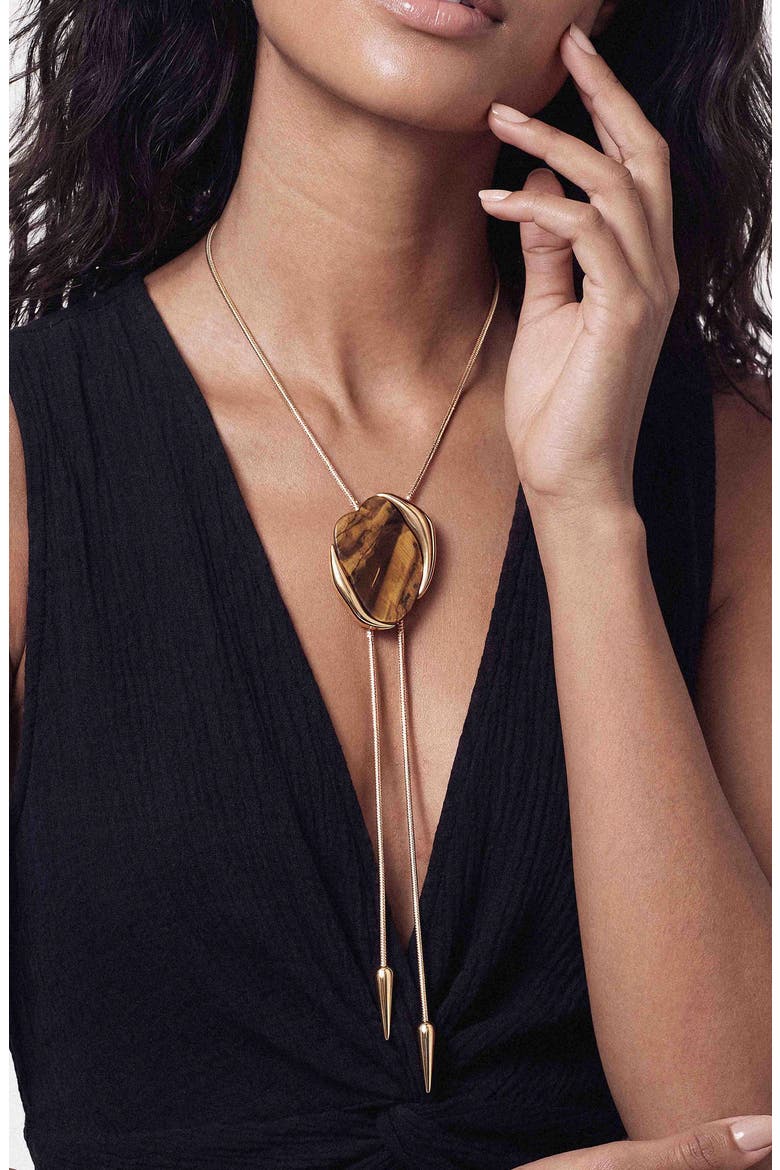 Tiger's Eye Statement Bolo Necklace, Alternate, color, TIGERS EYE