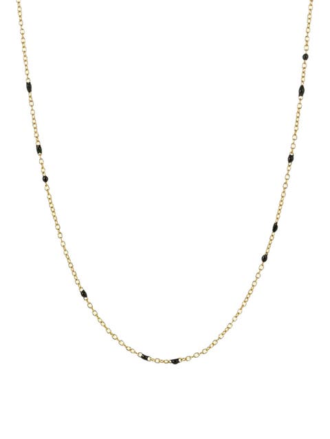 Dainty Black Onyx Beaded Link Necklace