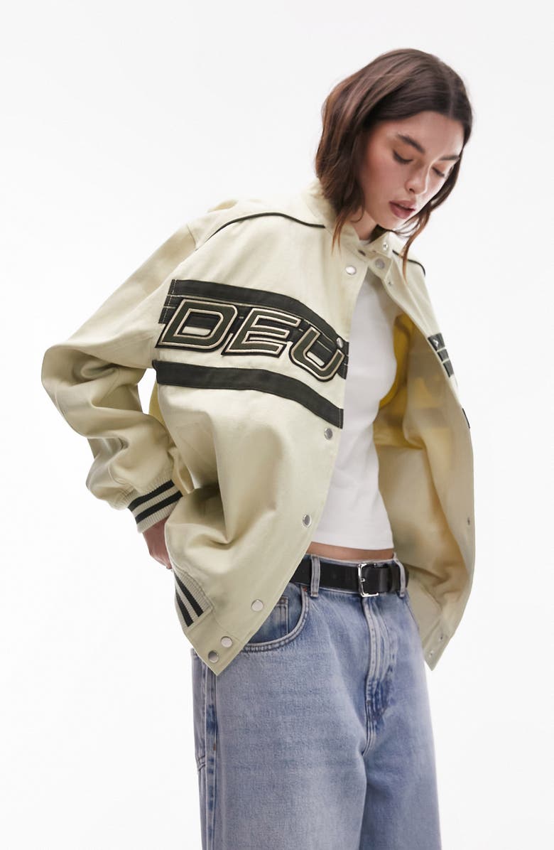 Topshop Oversize Racer Jacket, Main, color, 