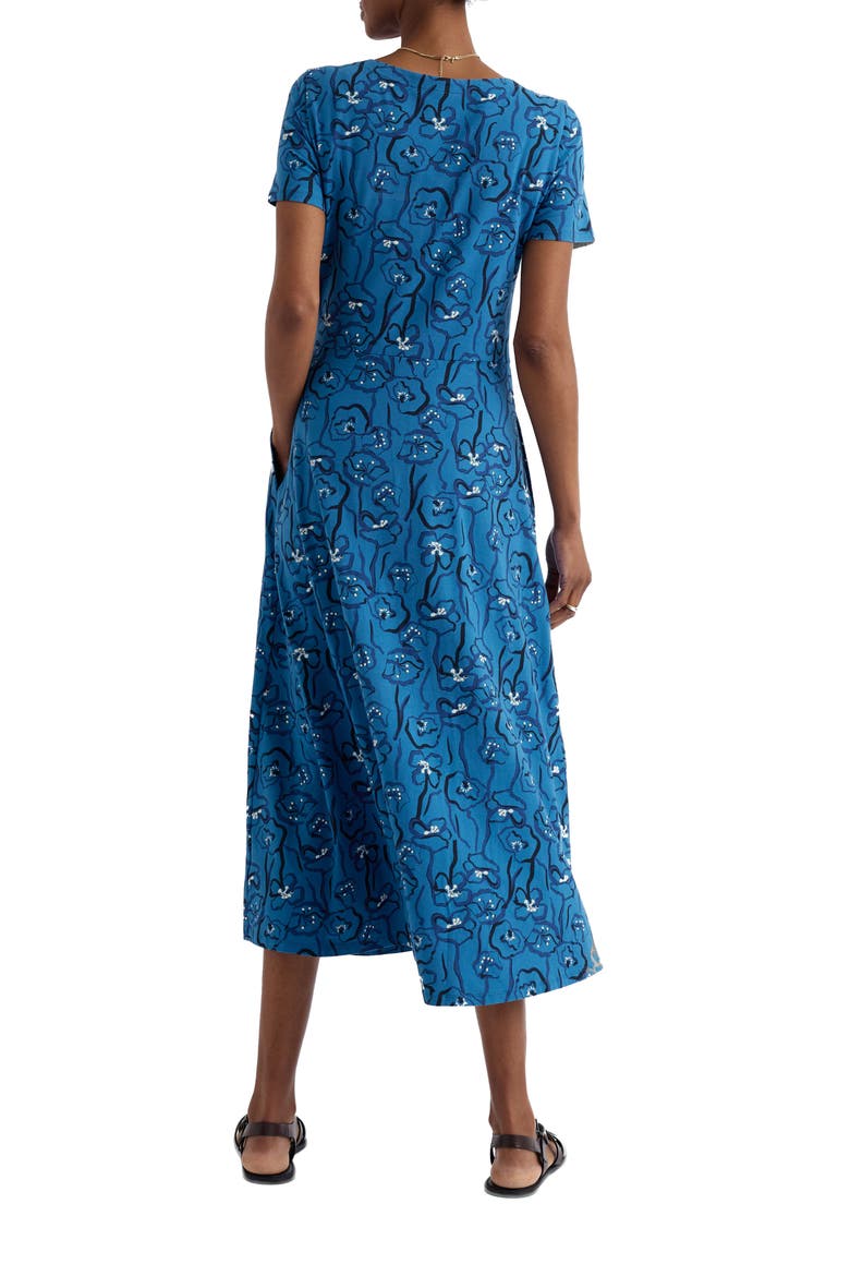 Veronica Floral Stretch Organic Cotton Midi Dress, Alternate, color, POPPY STEMS SAILBOATS