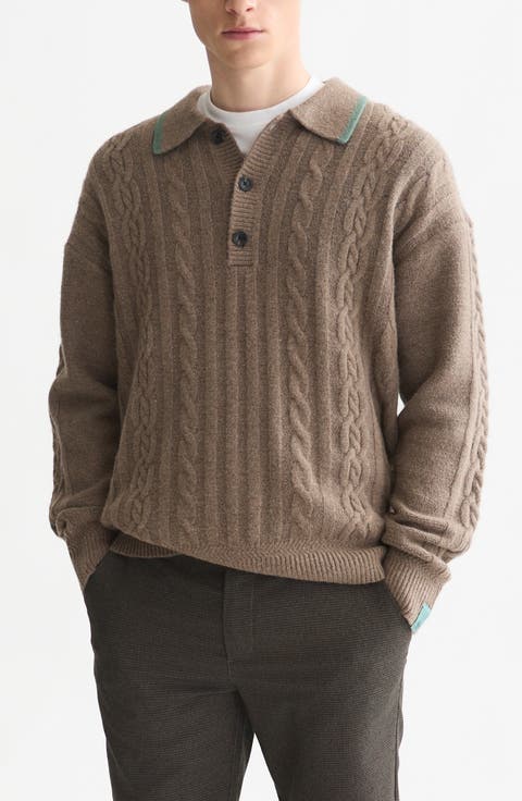 Cable Knit Polo Sweater