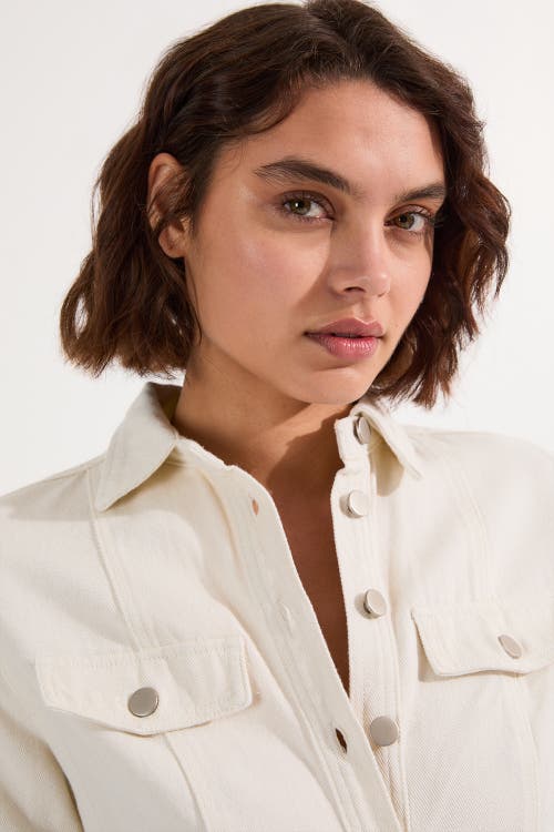 Karen Millen Denim Midi Shirt Dress In White