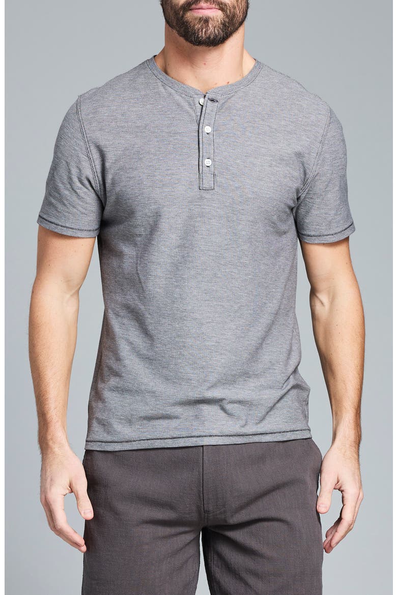 Bird's Eye Short Sleeve Henley, Main, color, ASPHALT/ TINTED WHITE