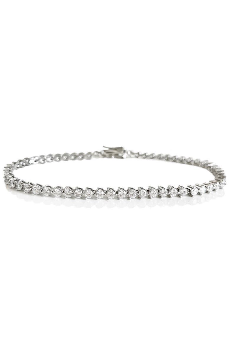 Leni James The Kate 3mm Tennis Anklet, Main, color, Silver