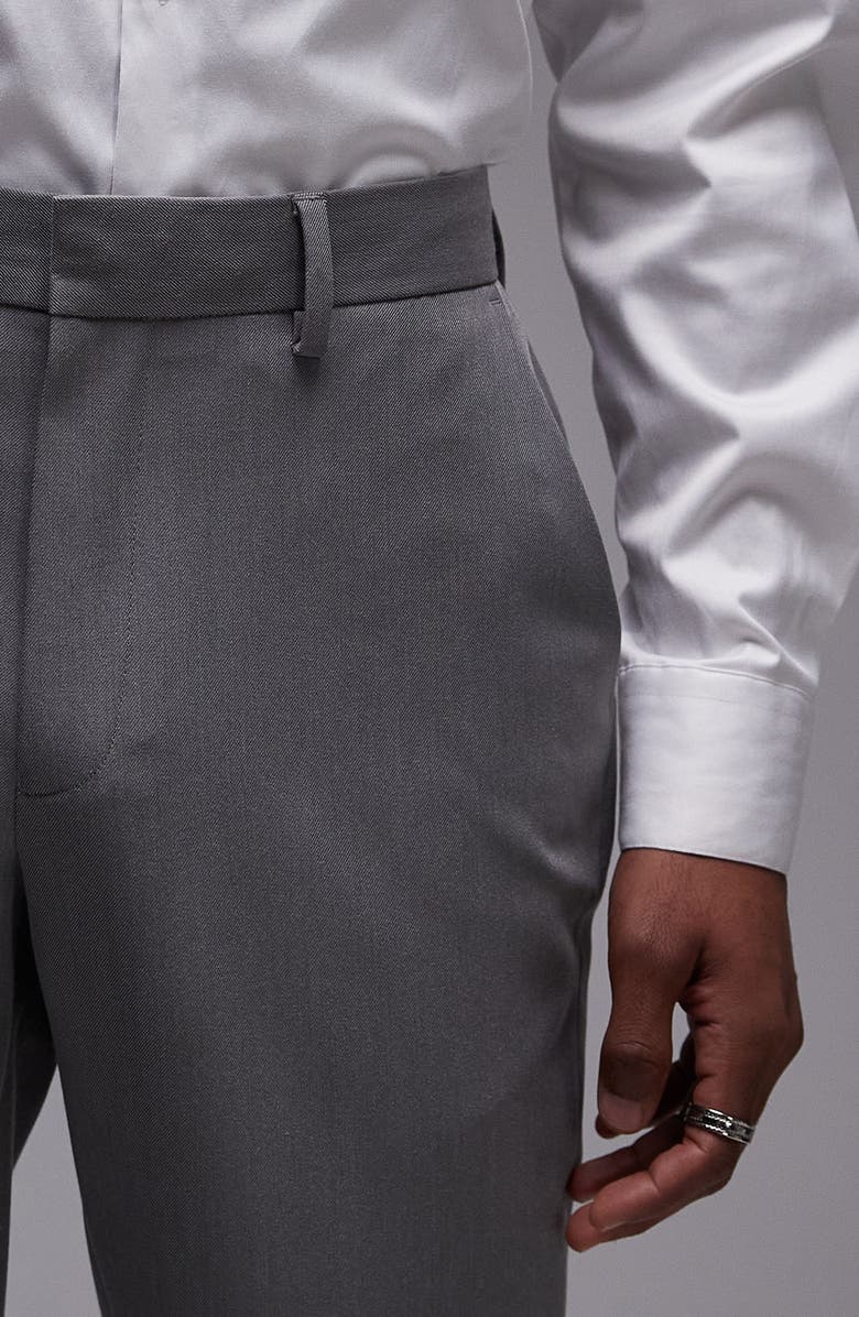 Topman Slim Fit Grey Flat Front Stretch Suit Pants, Alternate, color,