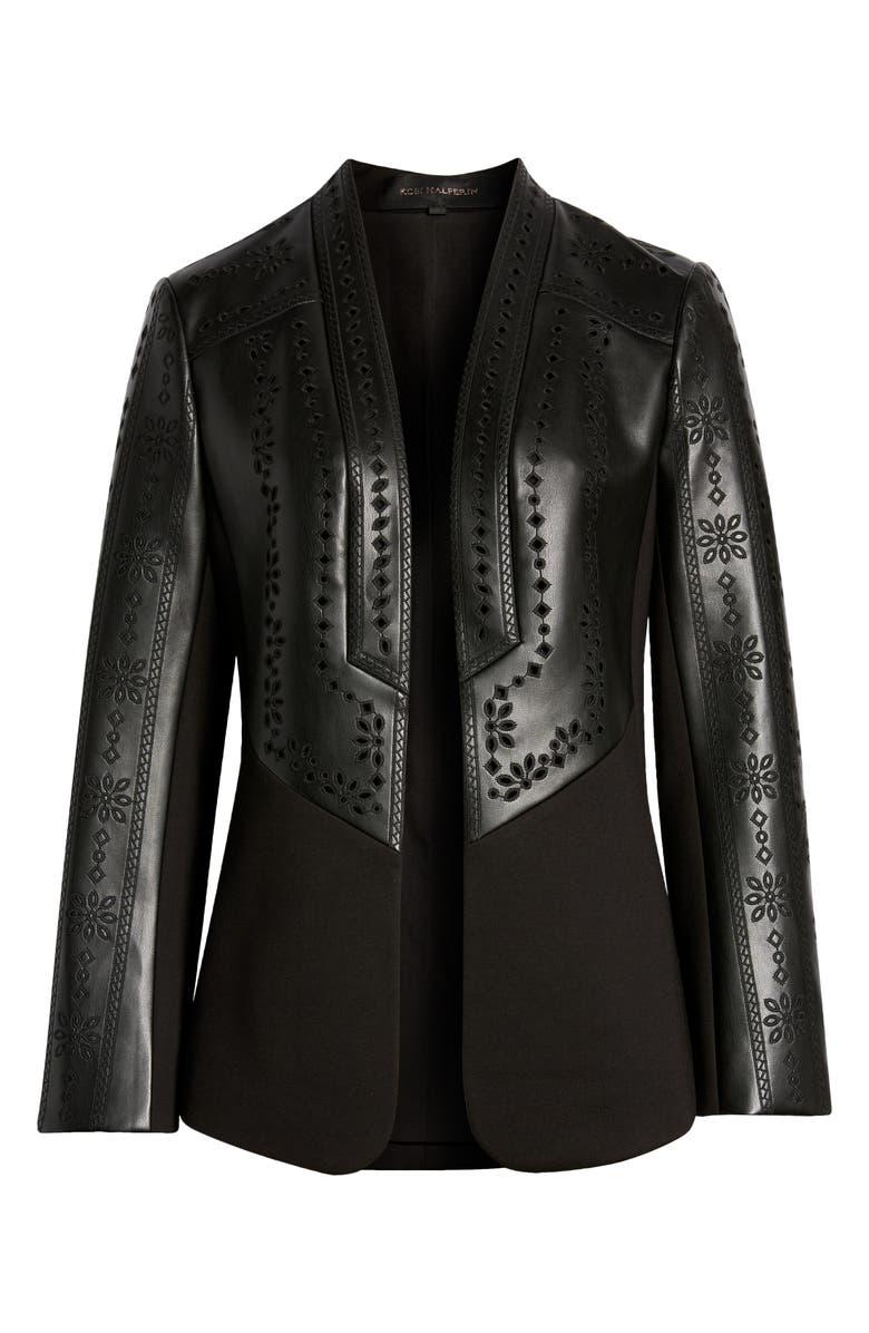 KOBI HALPERIN Wanda Eyelet Detail Mixed Media Faux Leather Jacket, Alternate, color, 