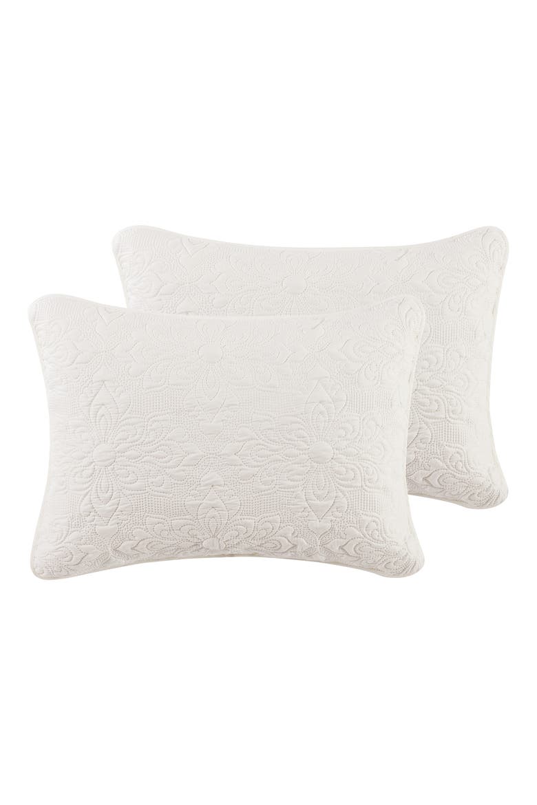 Caroline Embossed Floral Quilt Set, Alternate, color, WHITE