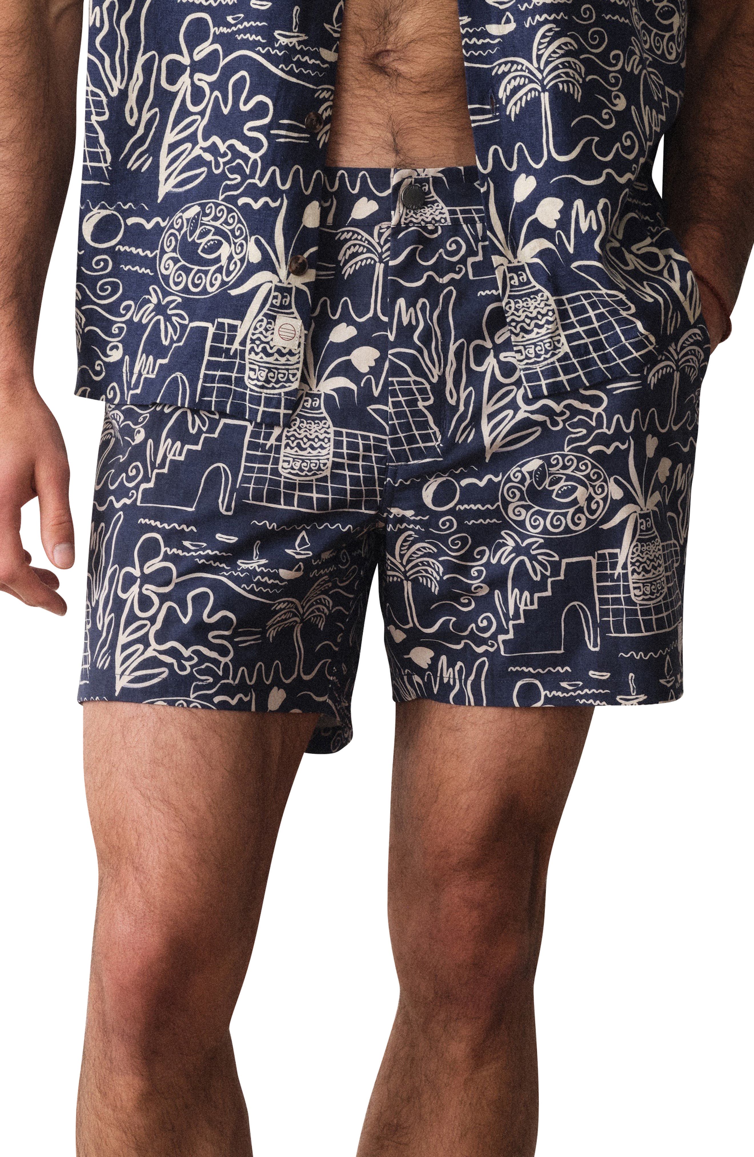 selected NAVY/WHITE ISLAND MOTIF