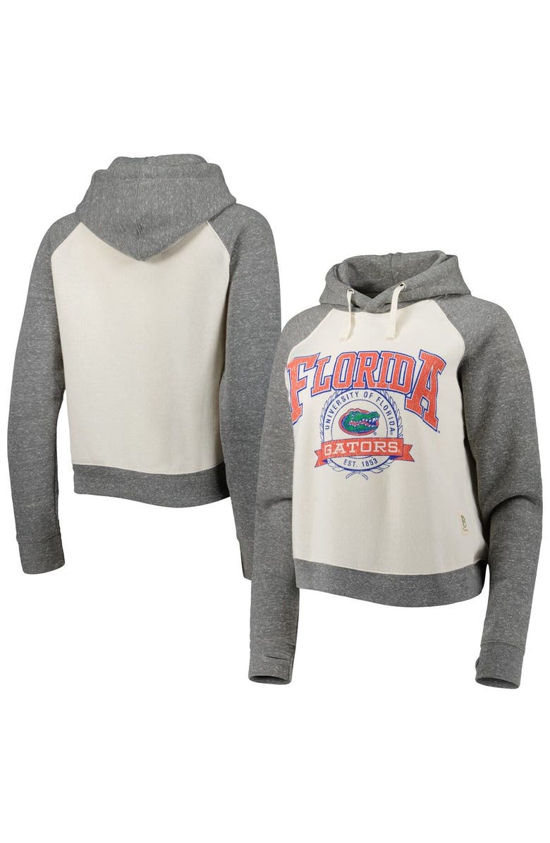 PRESSBOX Women's Pressbox Cream/Heather Gray Florida Gators Cody Tri-Bend Raglan Pullover Hoodie, Alternate, color,