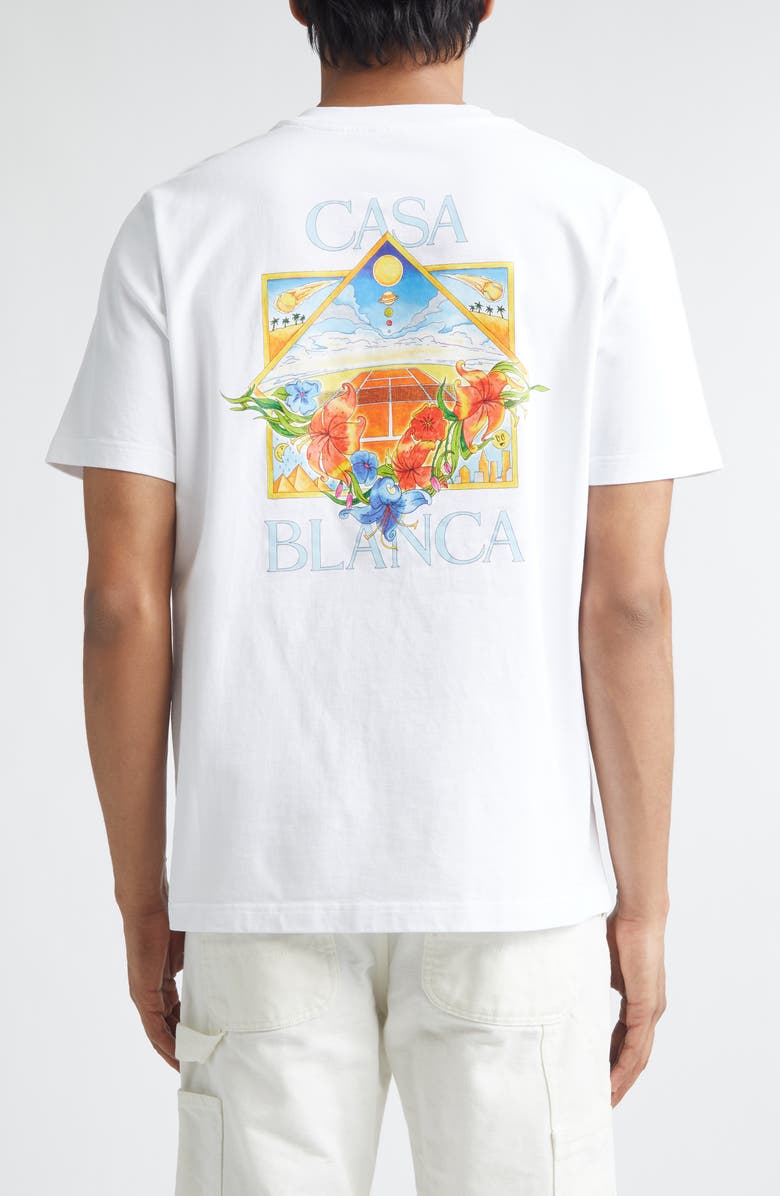 Casablanca Tennis Landscape Classic Organic Cotton Graphic T-Shirt, Alternate, color, Bright White Jersey