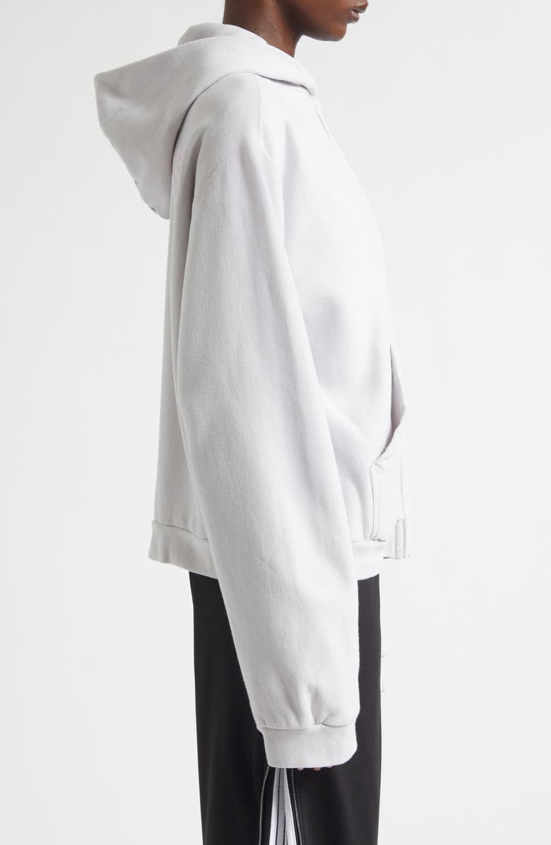 Balenciaga Logo Embroidered Dry Fleece Zip Hoodie, Alternate, color, 2420 Dirty White/ Bby Pink