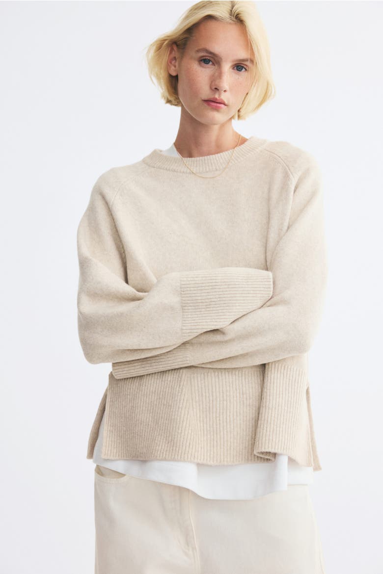 Raglan-sleeved Sweater, Alternate, color, Light beige
