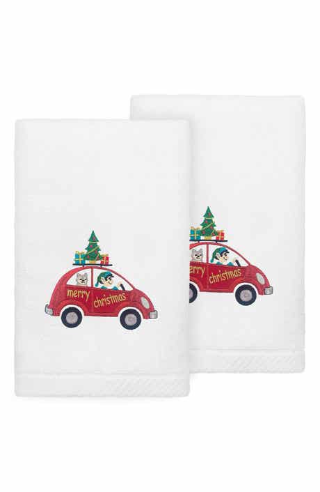 2-Piece Red Car Turkish Cotton Hand Towel Set