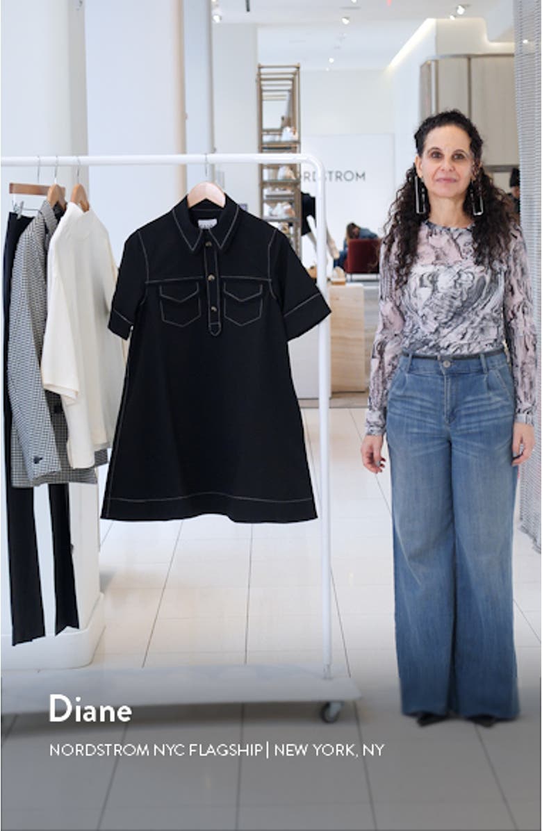 Sable Topstitch Detail Crepe Swing Minidress, sales video thumbnail