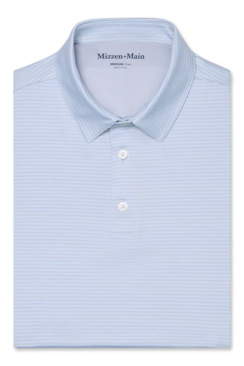 Halyard Trim Fit Stripe Short Sleeve Performance Button-Up Shirt, Alternate, color, ALUMINUM BALANCED STRIPE