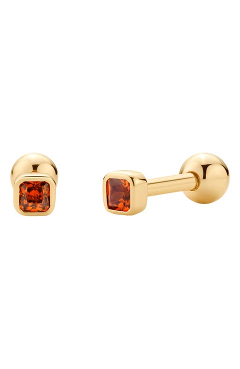 Cubic Zirconia Birthstone Stud Earrings