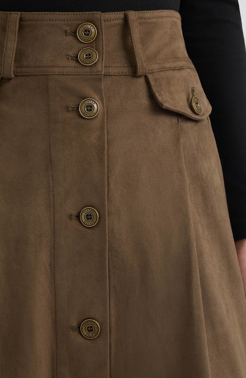 Hunter Faux Suede A-line Midi Skirt In Green