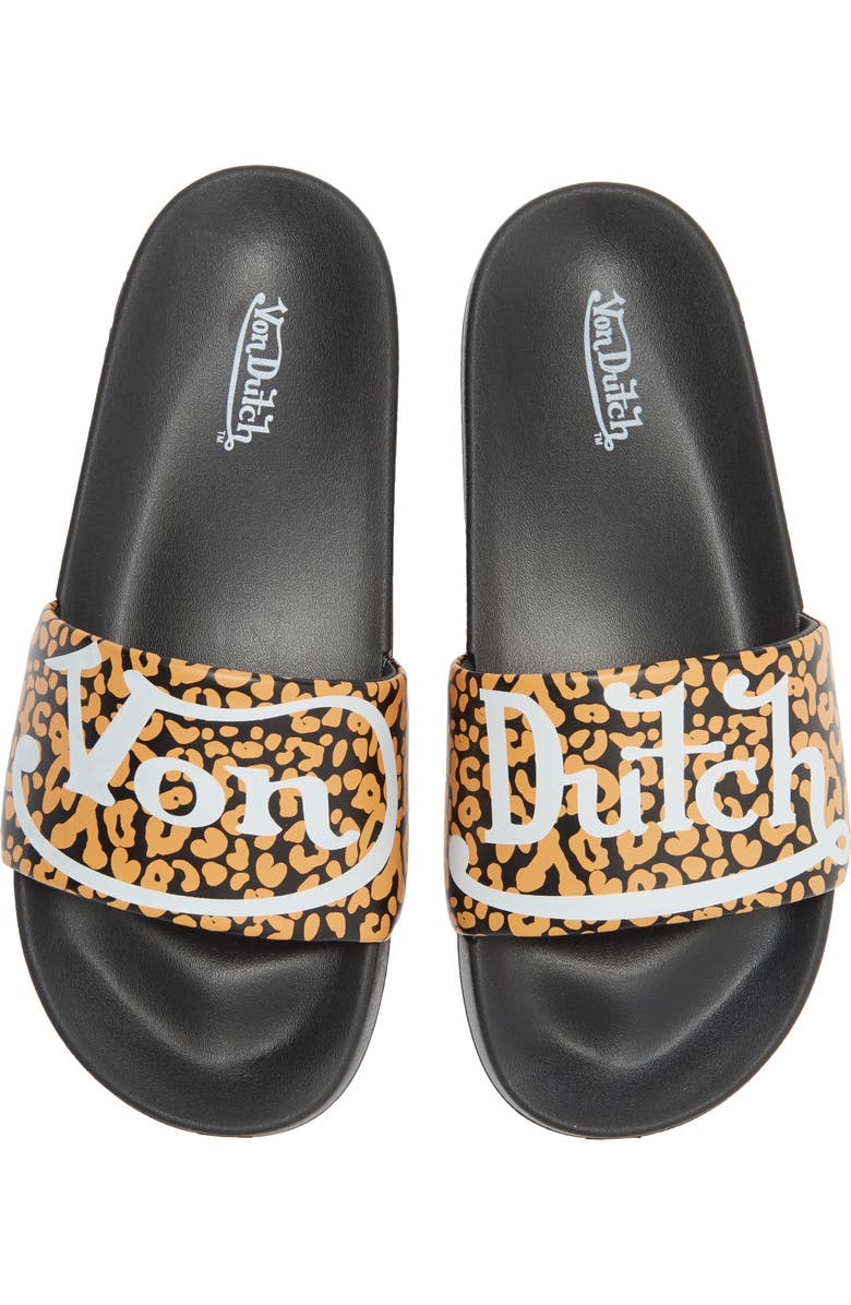 Von Dutch Prowl Slide Sandal, Alternate, color, Black / Leopard