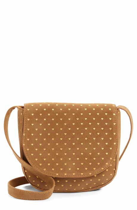 Piper & Jax Kids' Heart Print Faux Suede Bag