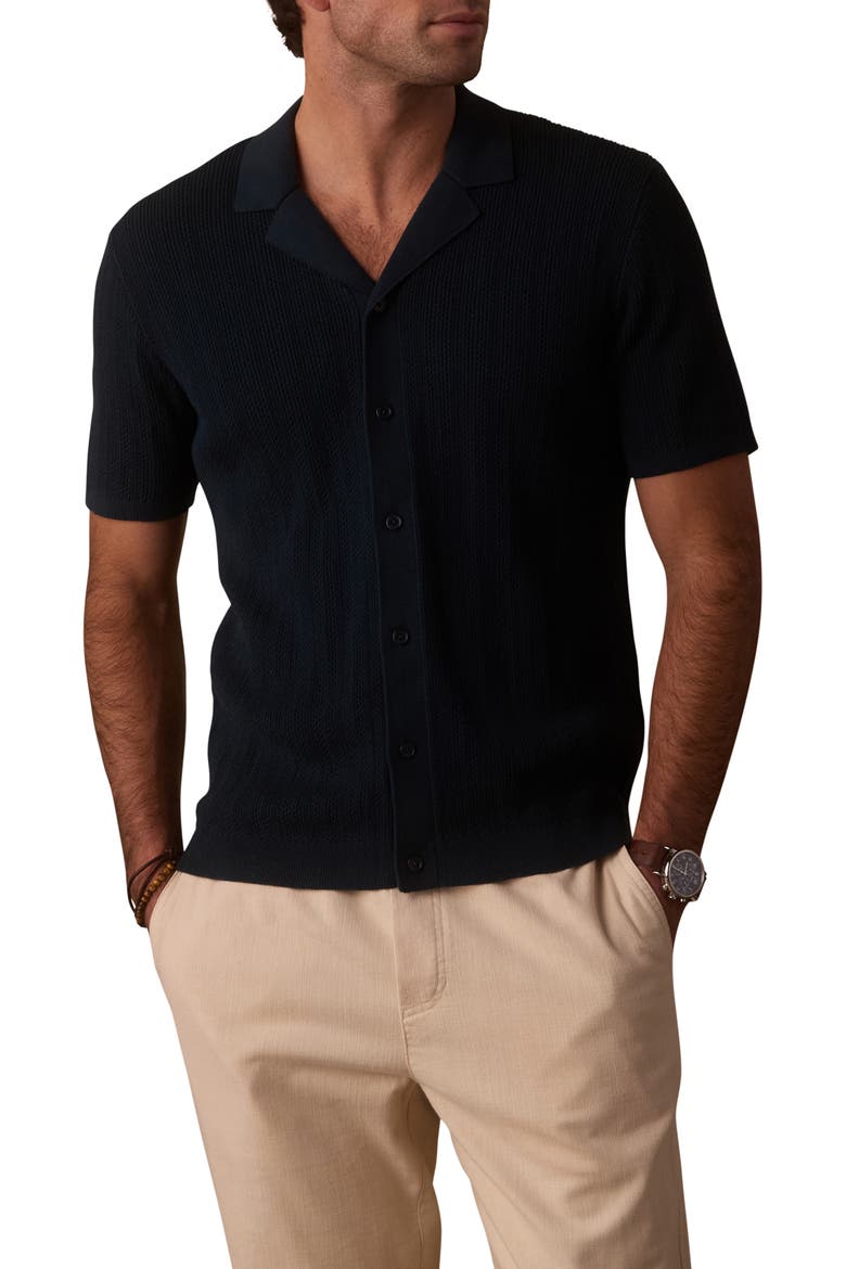 Robles Texture Knit Camp Shirt, Main, color, DARK OASIS