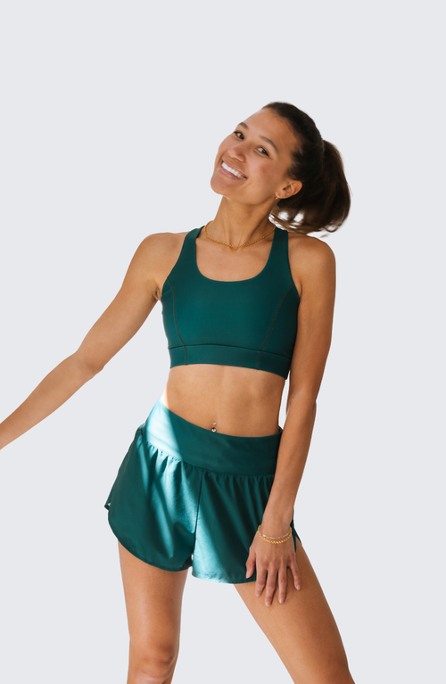 Cooldown Alkal Running Shorts In Midnight Green