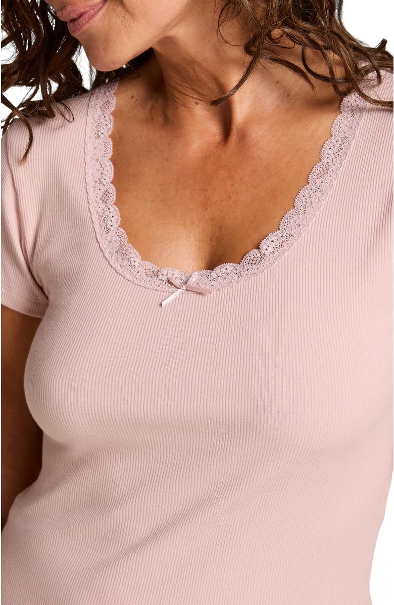 Hunkemöller Rib Lace Pyjama Set, Alternate, color, Pale Mauve