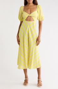 Longchamp Cutout Puff Sleeve Midi Dress