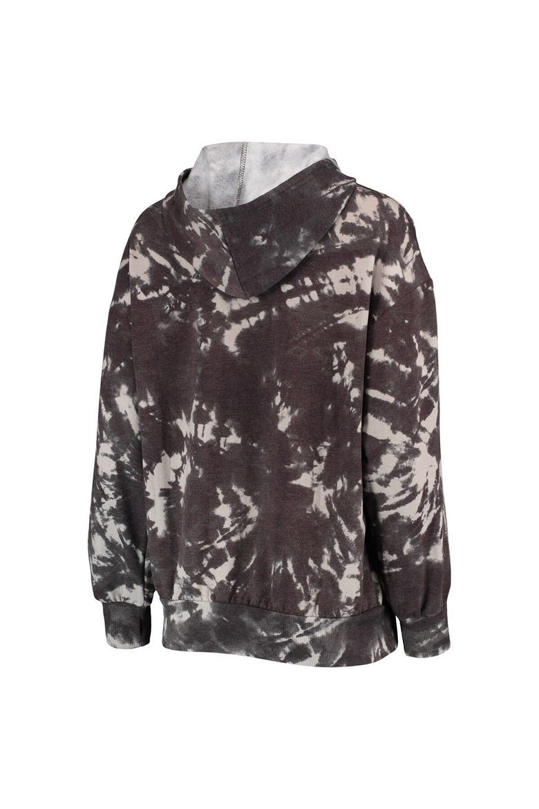 Women's Majestic Threads Black Golden State Warriors Burble Tie-Dye Tri-Blend Pullover Hoodie, Alternate, color, Black