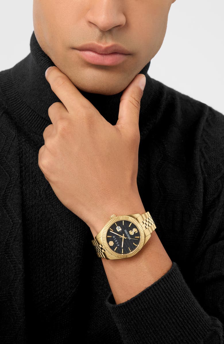 PHILIPP PLEIN Date Superlative Two-Tone Bracelet Watch, 41mm, Alternate, color, Ip Yellow Gold