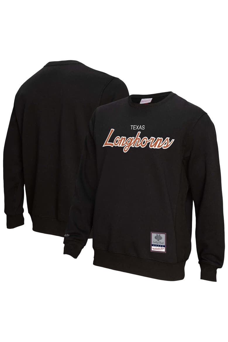 Men's Mitchell & Ness  Black Texas Longhorns Elite Script Pullover Sweatshirt, Alternate, color, Black