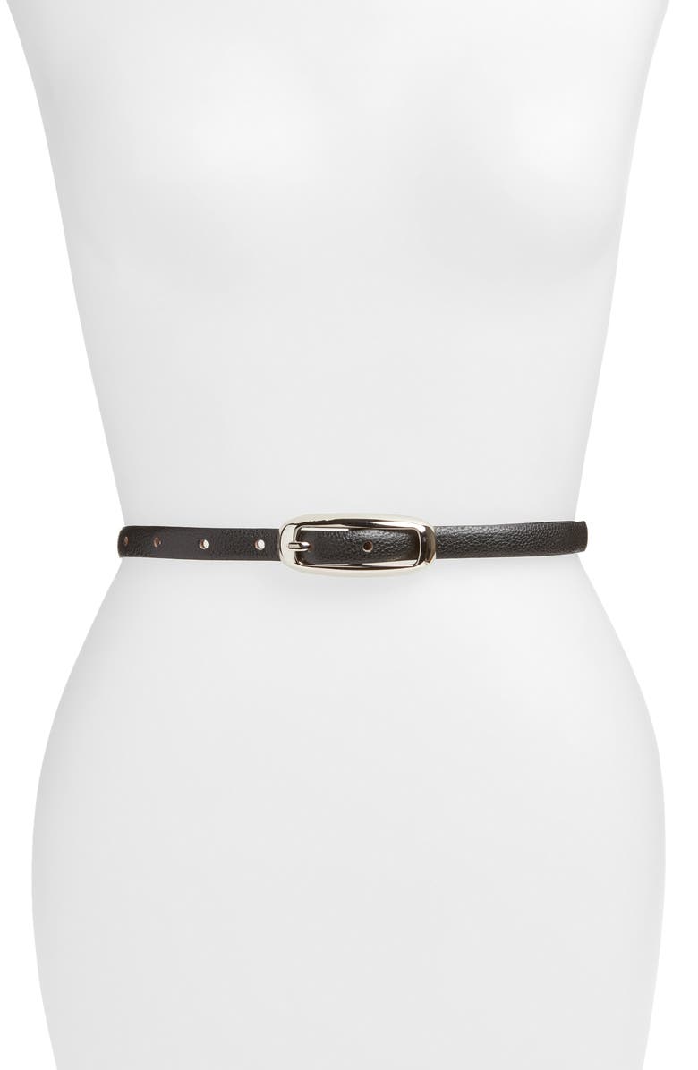 Halogen<sup>®</sup> Skinny Leather Belt, Main, color,