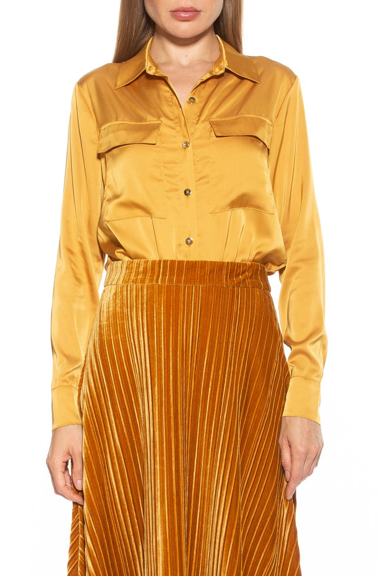 Long Sleeve Button-Up Shirt, Main, color, MARIGOLD