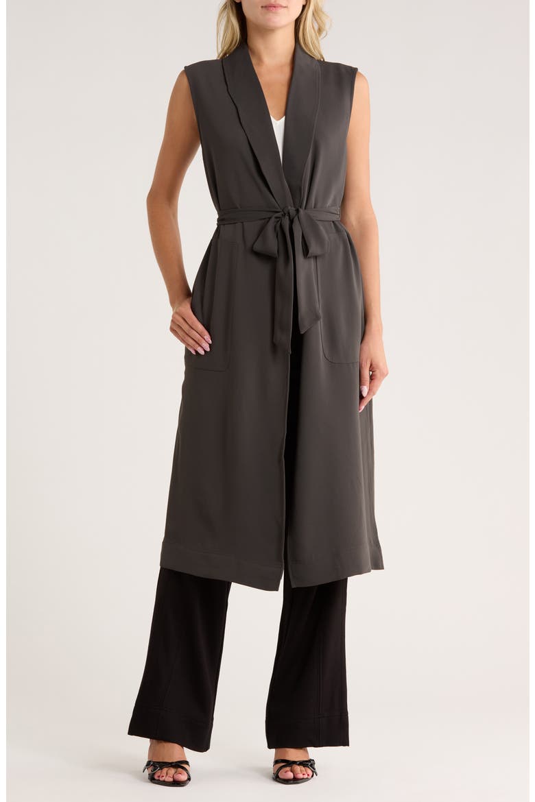 Sleeveless Belted Robe Vest, Main, color, CARBON