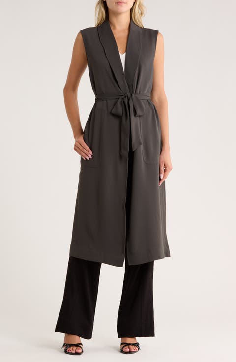 Sleeveless Belted Robe Vest