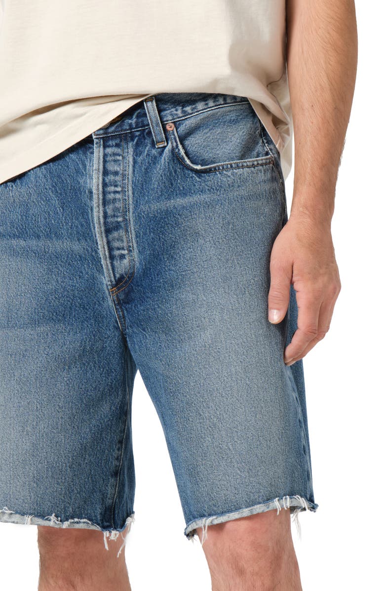 AGOLDE Anson Denim Cutoff Shorts, Alternate, color, Guide Worn Md Range Indigo Cut