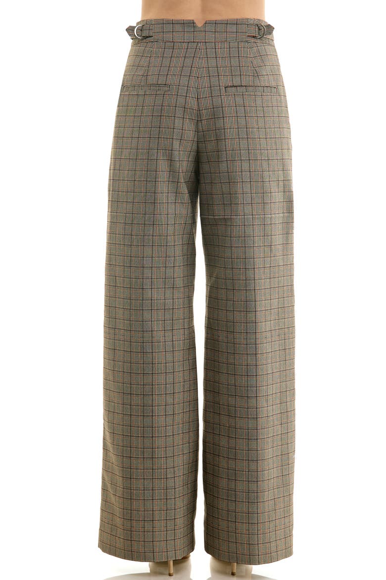 Plaid Pleated Front Wide Leg Pants, Alternate, color, BROWN/ RED PLAID