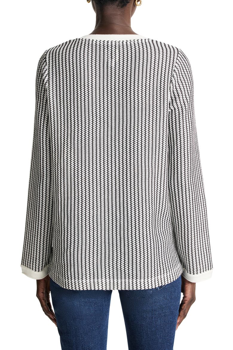 Zigzag Split Neck Knit Top, Alternate, color, INDIGO MULTI