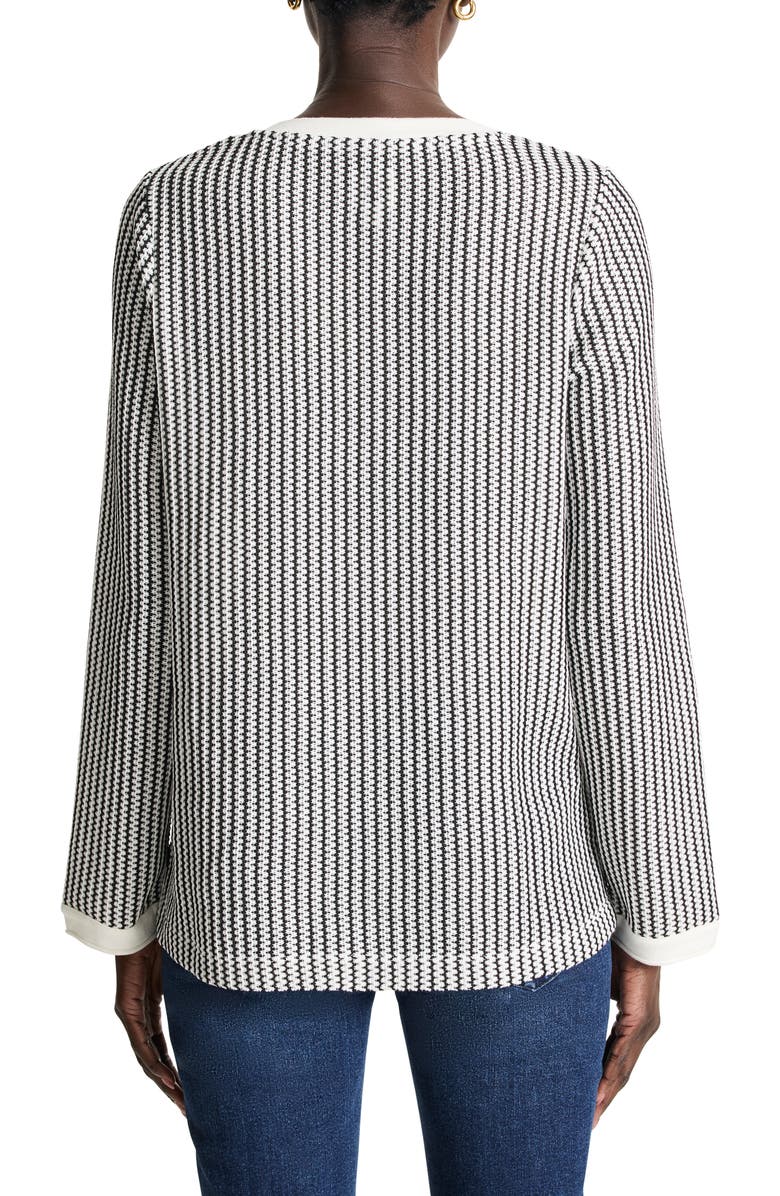 NIC+ZOE Zigzag Split Neck Knit Top, Alternate, color, Indigo Multi